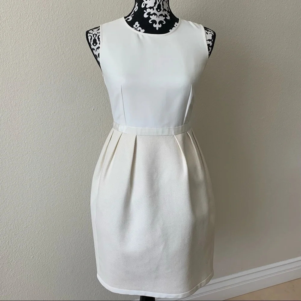 Stella McCartney Womens Crew Neck Sleeveless Pleated Pencil Dress White Size 40.